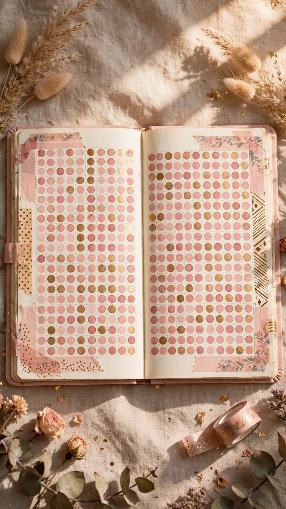 Idea 6: Mood Tracking Spreads in Blush and Gold