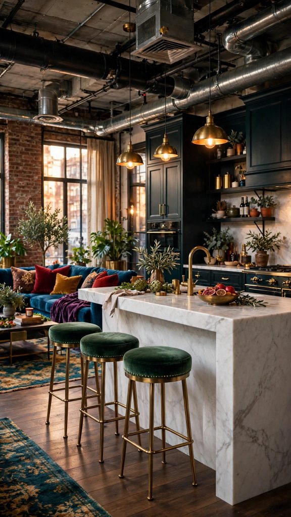 Idea 5: Open-Plan Kitchen with Marble Island