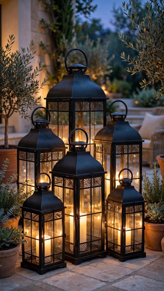 Idea 2: Oversized Outdoor Lanterns Clustered for Drama