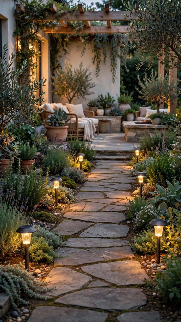 Idea 4: Solar Path and Step Markers That Guide in Style