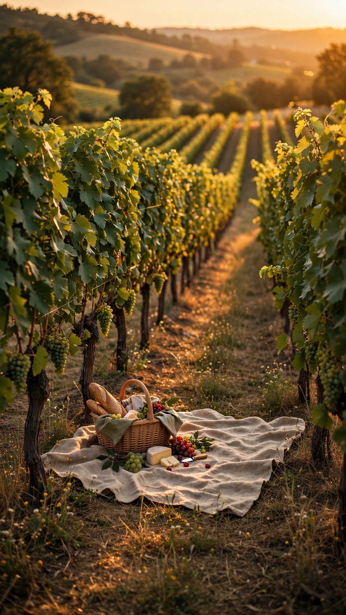 Idea 5: Vineyard Rows at Golden Hour